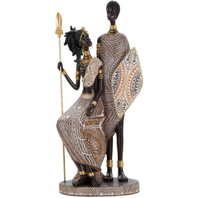 Statueta decorativa Tribal Masai Family, Mauro Ferretti, 16x11.5x38 cm, polirasina, multicolor Statueta decorativa Tribal Masai Family, Mauro Ferretti, 16x11.5x38 cm, polirasina, multicolor