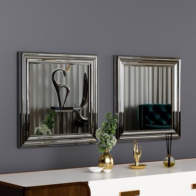 Siam Set 2 oglinzi decorative, Hanah Home, Bale, Argintiu Siam Set 2 oglinzi decorative, Hanah Home, Bale, Argintiu