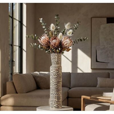 Vaza decorativa, Mauro Ferretti, Nairobi, 15.5x65 cm, polirasina, alb/negru Vaza decorativa, Mauro Ferretti, Nairobi, 15.5x65 cm, polirasina, alb/negru