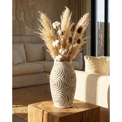 Vaza decorativa, Mauro Ferretti, Oblix, 19.5x35 cm, polirasina, alb decolorat Vaza decorativa, Mauro Ferretti, Oblix, 19.5x35 cm, polirasina, alb decolorat
