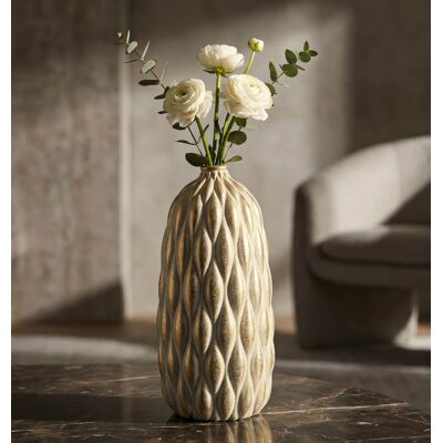 Vaza decorativa, Mauro Ferretti, Pepitas, 22x44 cm, ceramica, gri/auriu Vaza decorativa, Mauro Ferretti, Pepitas, 22x44 cm, ceramica, gri/auriu