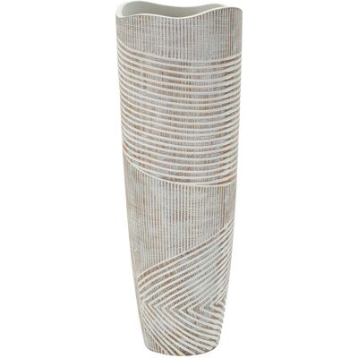 Vaza decorativa Wood Effect, Mauro Ferretti, 19x19x55 cm, polirasina, alb antic Vaza decorativa Wood Effect, Mauro Ferretti, 19x19x55 cm, polirasina, alb antic
