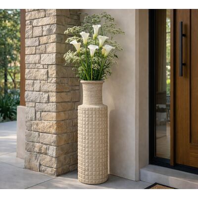 Vaza decorativa, Mauro Ferretti, Sand Outdoor, 24.5x97 cm, polirasina, bej Vaza decorativa, Mauro Ferretti, Sand Outdoor, 24.5x97 cm, polirasina, bej