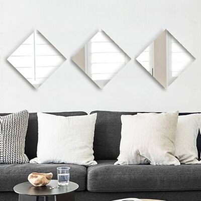 Wallity Set 3 oglinzi decorative, SETAYNA_007, Fără cadru, Argintiu Wallity Set 3 oglinzi decorative, SETAYNA_007, Fără cadru, Argintiu