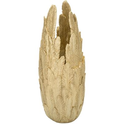 Vaza decorativa Feathers, Mauro Ferretti, 32x34x80 cm, polirasina, auriu Vaza decorativa Feathers, Mauro Ferretti, 32x34x80 cm, polirasina, auriu