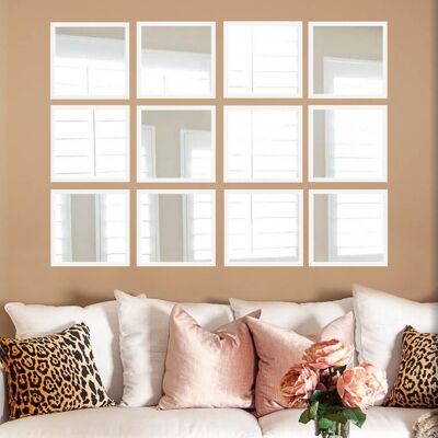 Wallity Set 12 oglinzi decorative, SETAYNA_067, Plastic laminat, Alb / Argintiu Wallity Set 12 oglinzi decorative, SETAYNA_067, Plastic laminat, Alb / Argintiu