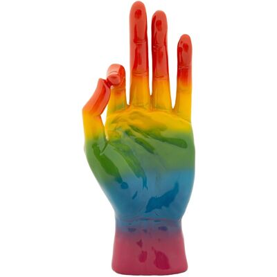 Figurina /sculptura decorativa Rainbow Hand Ok, Mauro Ferretti, 16x10.5x36 cm, polirasina, multicolor Figurina /sculptura decorativa Rainbow Hand Ok, Mauro Ferretti, 16x10.5x36 cm, polirasina, multicolor