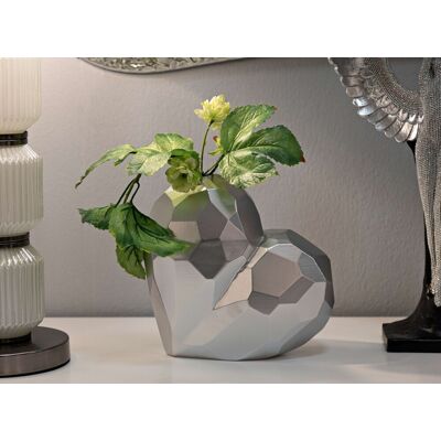 Vaza decorativa Heart, Mauro Ferretti, 19x9x18 cm, polirasina, argintiu Vaza decorativa Heart, Mauro Ferretti, 19x9x18 cm, polirasina, argintiu