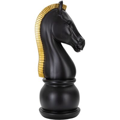 Statueta decorativa / Piesa de sah Cal, Black Horse, Mauro Ferretti, Ø18.5 x 50 cm, polirasina, negru/auriu Statueta decorativa / Piesa de sah Cal, Black Horse, Mauro Ferretti, Ø18.5 x 50 cm, polirasina, negru/auriu