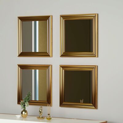 Siam Set 4 oglinzi decorative, Hanah Home, Loza, Auriu Siam Set 4 oglinzi decorative, Hanah Home, Loza, Auriu