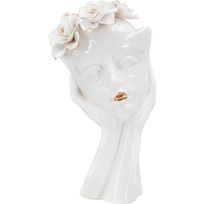 Vaza Woman Mask, Mauro Ferretti, 16.5x14x27.3 cm, portelan, alb/auriu Vaza Woman Mask, Mauro Ferretti, 16.5x14x27.3 cm, portelan, alb/auriu