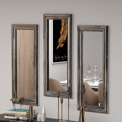 Siam Set 3 oglinzi decorative, Hanah Home, Lavia, Argintiu Siam Set 3 oglinzi decorative, Hanah Home, Lavia, Argintiu