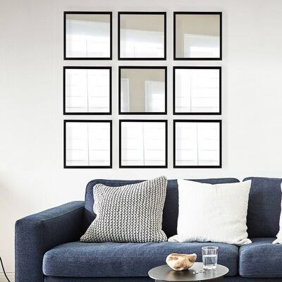 Wallity Set 9 oglinzi decorative, SETAYNA_062, Plastic laminat, Argintiu / Negru Wallity Set 9 oglinzi decorative, SETAYNA_062, Plastic laminat, Argintiu / Negru