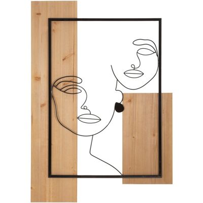 Decoratiune de perete Faces, Mauro Ferretti, 63x90 cm, fier/MDF, negru/maro Decoratiune de perete Faces, Mauro Ferretti, 63x90 cm, fier/MDF, negru/maro