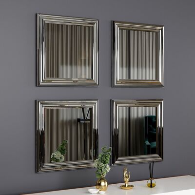 Siam Set 4 oglinzi decorative, Hanah Home, Loza, Argintiu Siam Set 4 oglinzi decorative, Hanah Home, Loza, Argintiu