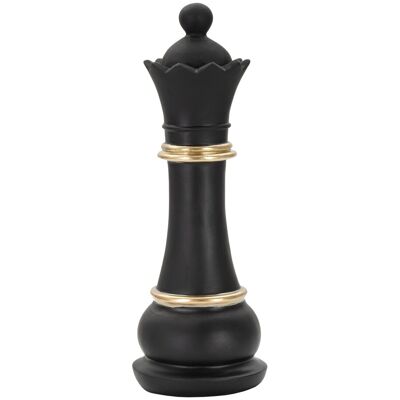 Decoratiune piesa sah, Mauro Ferretti, Queen, 9 x 25.5 cm, polirasina, negru/auriu Decoratiune piesa sah, Mauro Ferretti, Queen, 9 x 25.5 cm, polirasina, negru/auriu