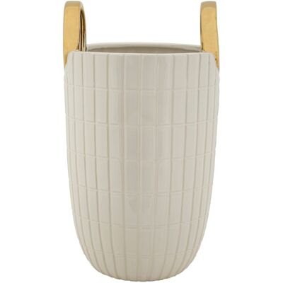 Vaza decorativa Shopping, Mauro Ferretti, 18x25 cm, ceramica, alb/auriu Vaza decorativa Shopping, Mauro Ferretti, 18x25 cm, ceramica, alb/auriu