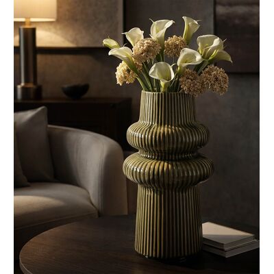 Vaza decorativa, Mauro Ferretti, Harmony, 18x36 cm, ceramica, verde Vaza decorativa, Mauro Ferretti, Harmony, 18x36 cm, ceramica, verde