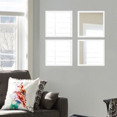 Wallity Set 4 oglinzi decorative, SETAYNA_070, Plastic laminat, Alb / Argintiu Wallity Set 4 oglinzi decorative, SETAYNA_070, Plastic laminat, Alb / Argintiu