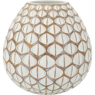 Vaza decorativa Tibet, Mauro Ferretti, 27x27x27 cm, polirasina, alb antic Vaza decorativa Tibet, Mauro Ferretti, 27x27x27 cm, polirasina, alb antic