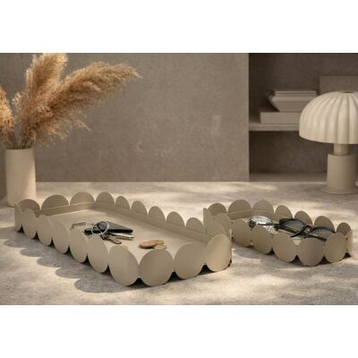 Set 2 tavi decorative, Mauro Ferretti, Saturn, 40x16.5x4.5 cm, metal, gri dove Set 2 tavi decorative, Mauro Ferretti, Saturn, 40x16.5x4.5 cm, metal, gri dove