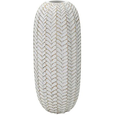 Vaza Leaf, Mauro Ferretti, 18.5x46 cm, polirasina, auriu/alb Vaza Leaf, Mauro Ferretti, 18.5x46 cm, polirasina, auriu/alb