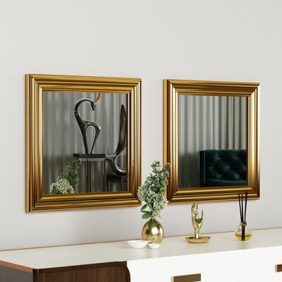 Siam Set 2 oglinzi decorative, Hanah Home, Bale, Auriu Siam Set 2 oglinzi decorative, Hanah Home, Bale, Auriu