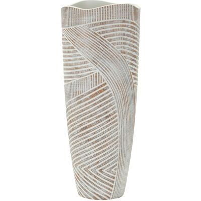 Vaza decorativa Wood Effect, Mauro Ferretti, 18x18x45 cm, polirasina, alb antic Vaza decorativa Wood Effect, Mauro Ferretti, 18x18x45 cm, polirasina, alb antic