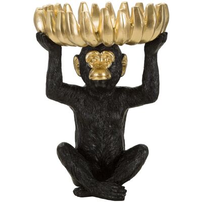 Statueta / figurina decorativa cu tava Monkey, Mauro Ferretti, 23x31.5 cm, polirasina, negru/auriu Statueta / figurina decorativa cu tava Monkey, Mauro Ferretti, 23x31.5 cm, polirasina, negru/auriu