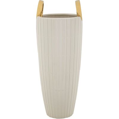 Vaza decorativa Shopping, Mauro Ferretti, 18x45 cm, ceramica, alb/auriu Vaza decorativa Shopping, Mauro Ferretti, 18x45 cm, ceramica, alb/auriu