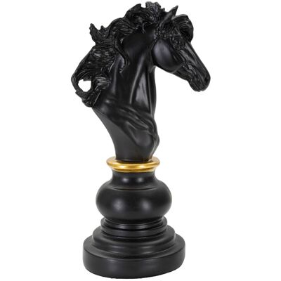 Statueta decorativa / Piesa de sah Cal, Black Horse, Mauro Ferretti, 14 x 11 x 27 cm, polirasina, negru/auriu Statueta decorativa / Piesa de sah Cal, Black Horse, Mauro Ferretti, 14 x 11 x 27 cm, polirasina, negru/auriu