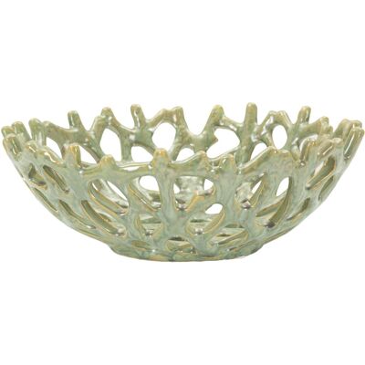 Vas decorativ Coral, Mauro Ferretti, 35x13 cm, ceramica, verde Vas decorativ Coral, Mauro Ferretti, 35x13 cm, ceramica, verde