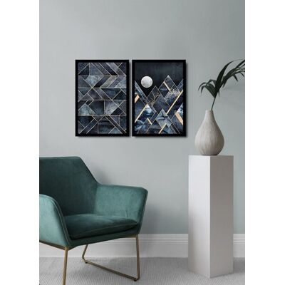 Set 2 tablouri decorative, Alpha Wall, Abstract Moon, 36x51 cm Set 2 tablouri decorative, Alpha Wall, Abstract Moon, 36x51 cm