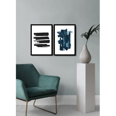 Set 2 tablouri decorative, Alpha Wall, Dark Abstract, 36x51 cm Set 2 tablouri decorative, Alpha Wall, Dark Abstract, 36x51 cm