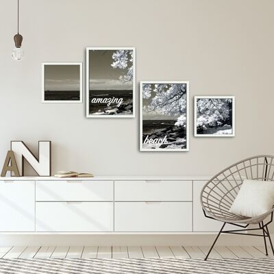 Set 4 tablouri decorative, Alpha Wall, Amazing Beach, 30x30/35x50 cm Set 4 tablouri decorative, Alpha Wall, Amazing Beach, 30x30/35x50 cm