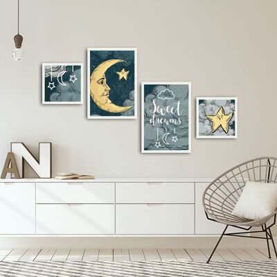 Set 4 tablouri decorative, Alpha Wall, Sweet Dreams, 30x30/35x50 cm Set 4 tablouri decorative, Alpha Wall, Sweet Dreams, 30x30/35x50 cm