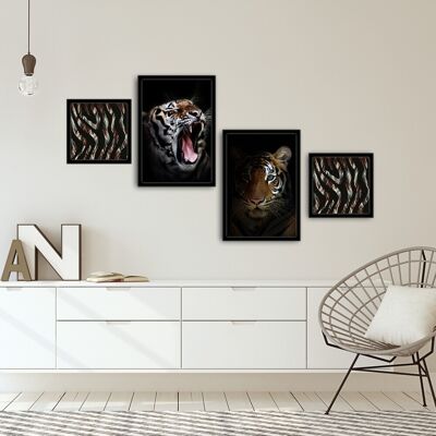 Set 4 tablouri decorative, Alpha Wall, Tiger, 30x30/35x50 cm Set 4 tablouri decorative, Alpha Wall, Tiger, 30x30/35x50 cm