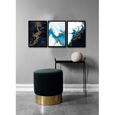Set 3 tablouri decorative, Alpha Wall, Water Shapes, 36x51 cm Set 3 tablouri decorative, Alpha Wall, Water Shapes, 36x51 cm