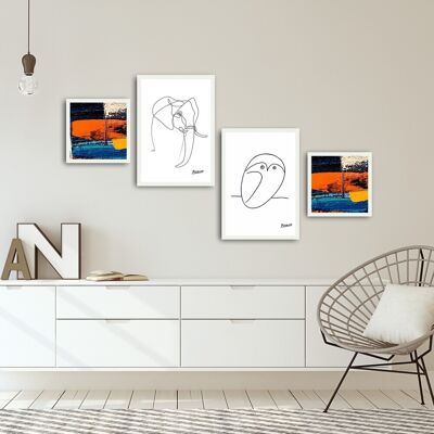 Set 4 tablouri decorative, Alpha Wall, Animal Abstract, 30x30/35x50 cm Set 4 tablouri decorative, Alpha Wall, Animal Abstract, 30x30/35x50 cm