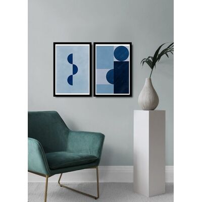 Set 2 tablouri decorative, Alpha Wall, Blue Abstract, 36x51 cm Set 2 tablouri decorative, Alpha Wall, Blue Abstract, 36x51 cm