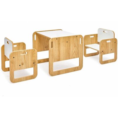 Set masa si scaun pentru copii, Hanah Home, Sparrow 2, Alb / Natural Set masa si scaun pentru copii, Hanah Home, Sparrow 2, Alb / Natural