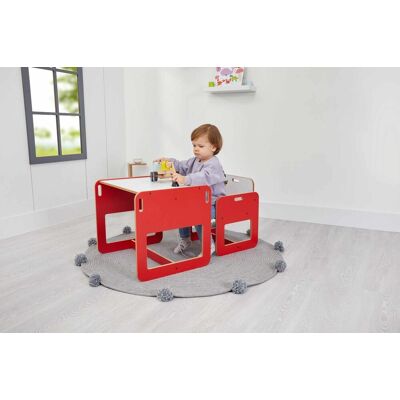 Set masa si scaun pentru copii, Hanah Home, Dove, Rosu/Alb Set masa si scaun pentru copii, Hanah Home, Dove, Rosu/Alb