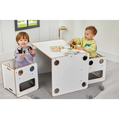 Set masa si scaun pentru copii, Hanah Home, Goldfinch 2, Alb / Natural Set masa si scaun pentru copii, Hanah Home, Goldfinch 2, Alb / Natural