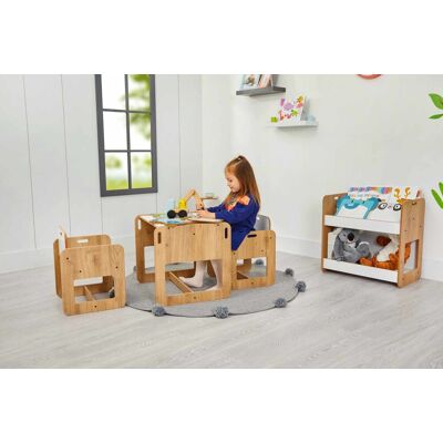 Set masa si scaun pentru copii, Hanah Home, Dove 2, Alb / Natural Set masa si scaun pentru copii, Hanah Home, Dove 2, Alb / Natural