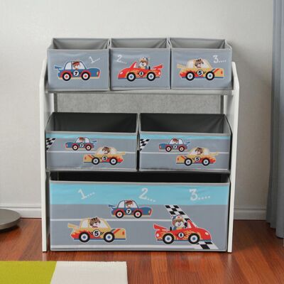 Organizator jucarii / mobilier camera copilului Cars, U-Grow, 63x30x60 cm, lemn de pin/textil, gri Organizator jucarii / mobilier camera copilului Cars, U-Grow, 63x30x60 cm, lemn de pin/textil, gri