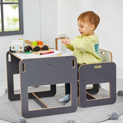 Set masa si scaun pentru copii, Hanah Home, Dove, Antracit/Alb Set masa si scaun pentru copii, Hanah Home, Dove, Antracit/Alb