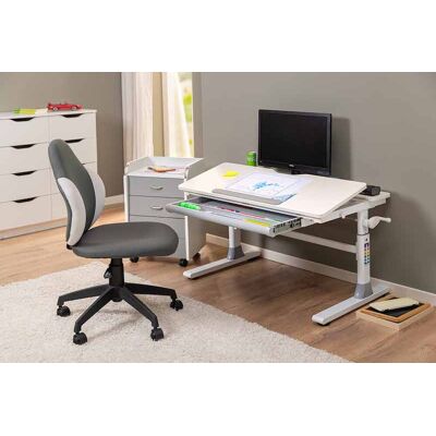 Birou pentru copii reglabil pe inaltime Frederik, Inter Link, 100x60x56-76 cm, MDF/metal, alb Birou pentru copii reglabil pe inaltime Frederik, Inter Link, 100x60x56-76 cm, MDF/metal, alb