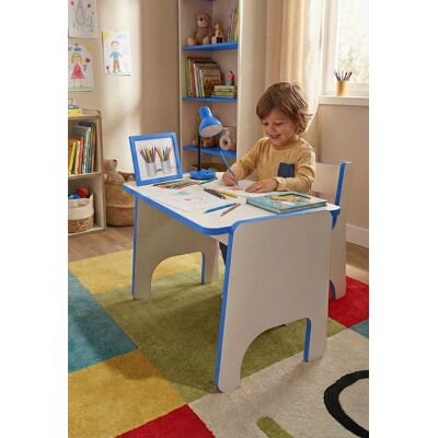 Set masa si scaun pentru copii, Hanah Home, Artmtktbchrset, Albastru/Alb Set masa si scaun pentru copii, Hanah Home, Artmtktbchrset, Albastru/Alb
