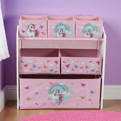 Organizator jucarii / mobilier camera copilului Unicorns, U-Grow, 63x30x60 cm, lemn de pin/textil, roz Organizator jucarii / mobilier camera copilului Unicorns, U-Grow, 63x30x60 cm, lemn de pin/textil, roz