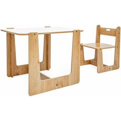 Set masa si scaun pentru copii, Hanah Home, Crane, Alb / Natural Set masa si scaun pentru copii, Hanah Home, Crane, Alb / Natural